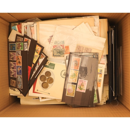 78 - COLLECTIONS & ACCUMULATIONS TWO BOXES OF WORLD with various album pages, sheets, stockpages, in pack... 