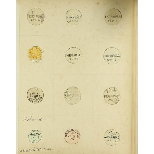 91 - COLLECTIONS & ACCUMULATIONS VICTORIAN POSTMARKS COLLECTION a contemporary leather bound book, with r... 