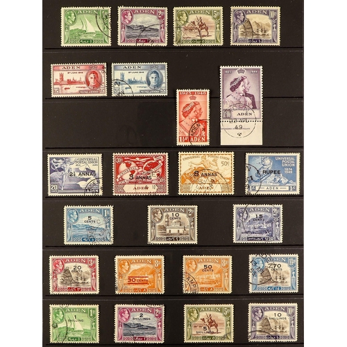 97 - ADEN 1937-63 USED COLLECTION incl. 1937 Dhow set to 5r plus additional 1a & 2½a blocks of 4, 1939-48... 