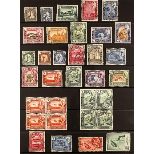 97 - ADEN 1937-63 USED COLLECTION incl. 1937 Dhow set to 5r plus additional 1a & 2½a blocks of 4, 1939-48... 