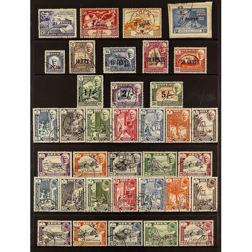 97 - ADEN 1937-63 USED COLLECTION incl. 1937 Dhow set to 5r plus additional 1a & 2½a blocks of 4, 1939-48... 