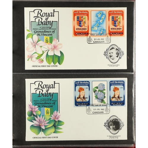 122 - COLLECTIONS & ACCUMULATIONS COMMONWEALTH 1982 ROYAL BABY covers collection in two albums, each beari... 