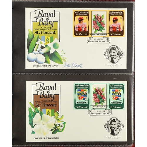 122 - COLLECTIONS & ACCUMULATIONS COMMONWEALTH 1982 ROYAL BABY covers collection in two albums, each beari... 