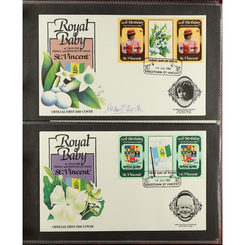 122 - COLLECTIONS & ACCUMULATIONS COMMONWEALTH 1982 ROYAL BABY covers collection in two albums, each beari... 