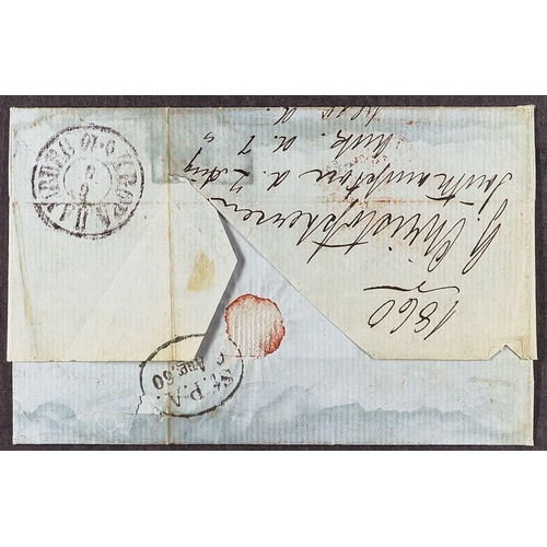 1278 - GB.QUEEN VICTORIA 1860 SOUTHAMPTON CROWN REGISTERED MARK A letter from Southampton to Denmark, 2nd A... 