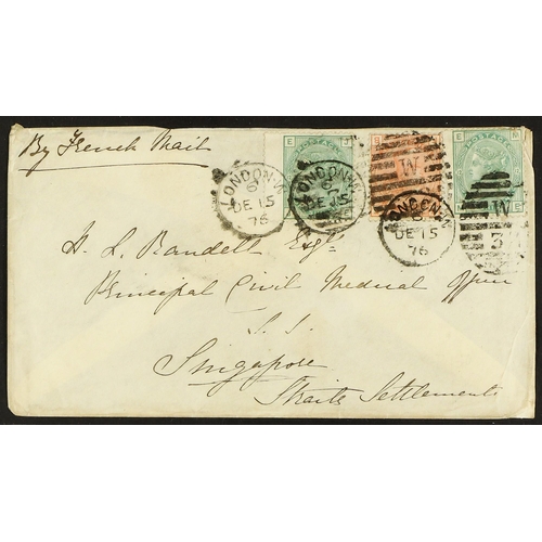 1294 - GB.QUEEN VICTORIA 1876 DESTINATION MAIL TO SINGAPORE (DEC) envelope to the Principal Civil Medical O... 