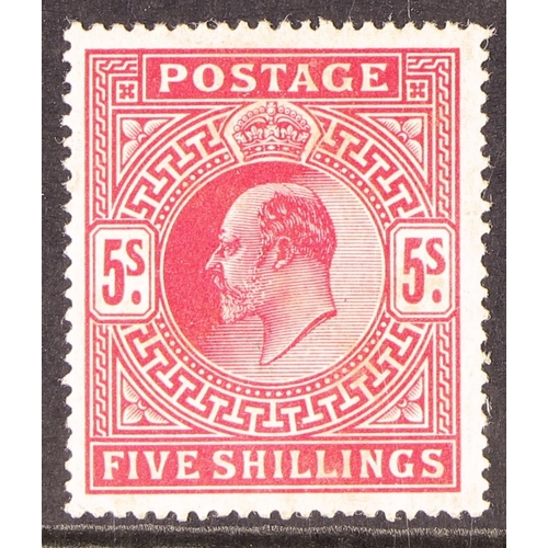 1328 - GB.EDWARD VII 1902-10 5s bright carmine, SG 263, never hinged mint.