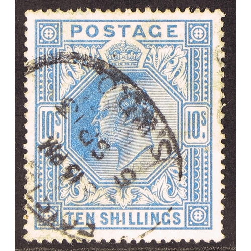 1329 - GB.EDWARD VII 1911-13 10s blue, SG 319, with 1913 oval Registered cancel. Cat. £600.