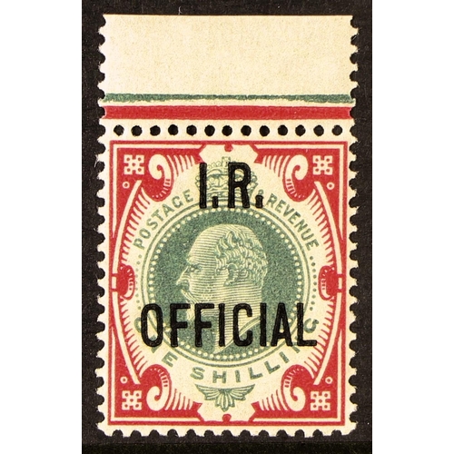 1331 - GB.EDWARD VII OFFICIALS - INLAND REVENUE 1902-04 1s dull green and carmine, SG O24, upper marginal e... 