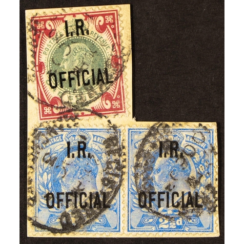 1332 - GB.EDWARD VII OFFICIALS - INLAND REVENUE 1902-04 2½d ultramarine pair and 1s dull green and carmine,... 