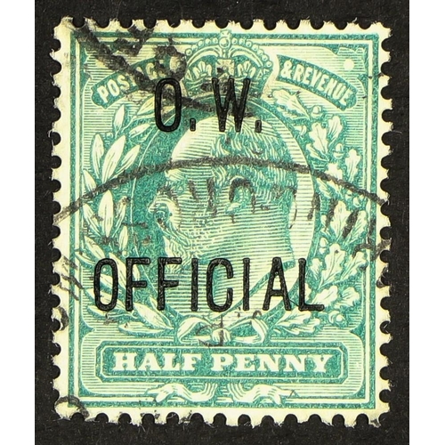 1335 - GB.EDWARD VII OFFICIALS - OFFICE OF WORKS 1902-04 ½d blue-green, SG O36, with neat part Charing Cros... 