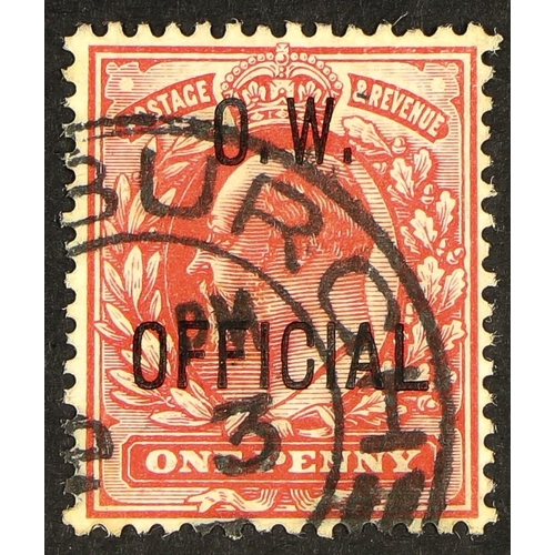 1336 - GB.EDWARD VII OFFICIALS - OFFICE OF WORKS 1902-04 1d scarlet, SG O37, with neat part Edinburgh cds, ... 