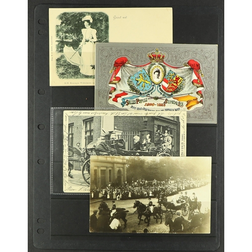 134 - COLLECTIONS & ACCUMULATIONS DUTCH ROYAL FAMILY a topical collection on pages etc, incl. early postca... 