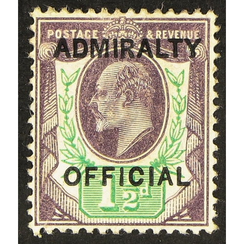 1347 - GB.EDWARD VII OFFICIALS - ADMIRALTY 1903 1½d dull purple and green, SG O103, mint with large part gu... 