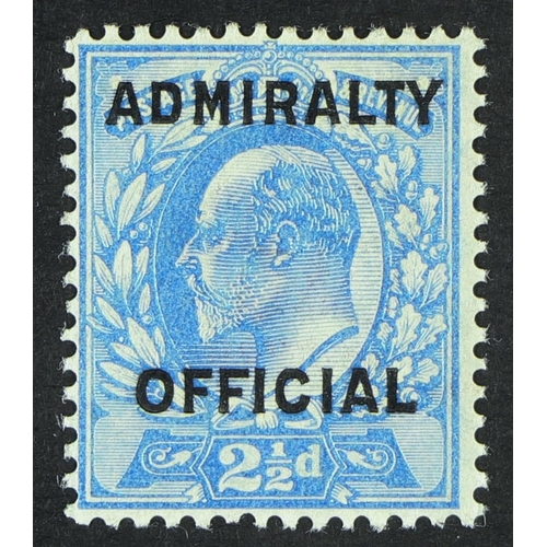 1353 - GB.EDWARD VII OFFICIALS - ADMIRALTY 1903-04 2½d ultramarine, SG O111, never hinged mint, Cat. £2900+... 