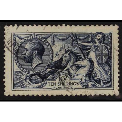 1362 - GB.GEORGE V 1913 10s indigo-blue Seahorse, Waterlow printing, SG 402, fine cds used, a few shortish ... 