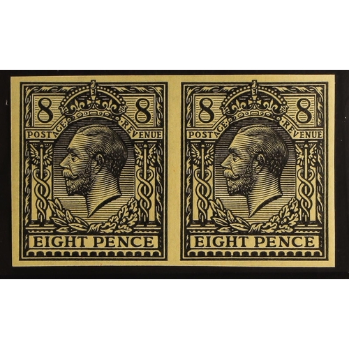 1363 - GB.GEORGE V 1913 8d black / yellow IMPERFORATE IMPRIMATUR PAIR (SG 390 variety), never hinged mint, ... 