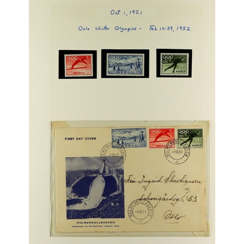 143 - TOPICALS SPORTS TOPICAL COLLECTION OF NORWAY 1951-98 with stamps (nhm), miniature sheets, postcards ... 