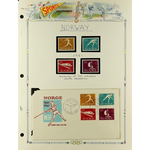 143 - TOPICALS SPORTS TOPICAL COLLECTION OF NORWAY 1951-98 with stamps (nhm), miniature sheets, postcards ... 