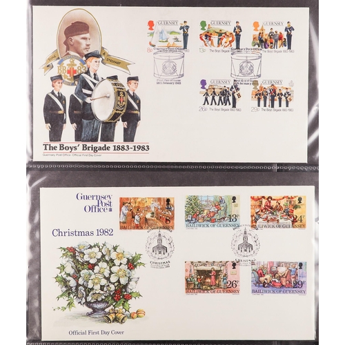 1444 - GB.ISLANDS GUERNSEY 1974-93 collection of FDC's in an album. (80 covers)