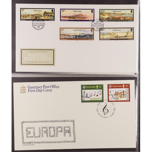 1444 - GB.ISLANDS GUERNSEY 1974-93 collection of FDC's in an album. (80 covers)