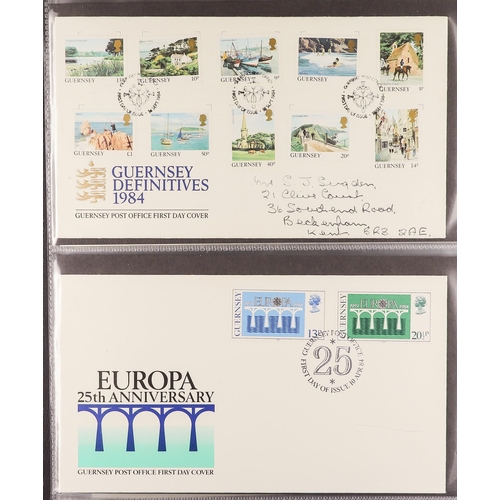 1444 - GB.ISLANDS GUERNSEY 1974-93 collection of FDC's in an album. (80 covers)