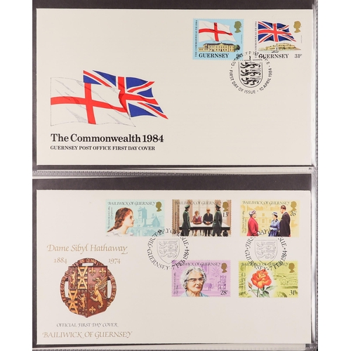 1444 - GB.ISLANDS GUERNSEY 1974-93 collection of FDC's in an album. (80 covers)