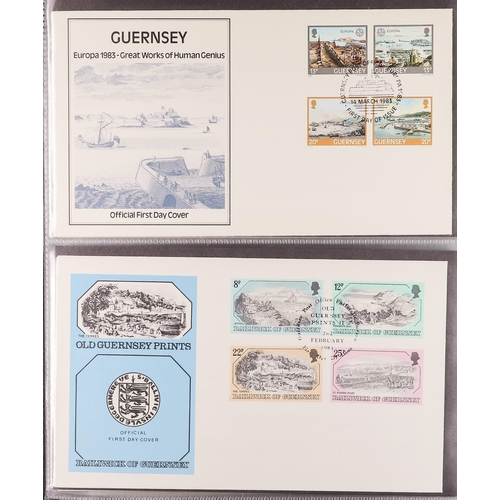 1444 - GB.ISLANDS GUERNSEY 1974-93 collection of FDC's in an album. (80 covers)