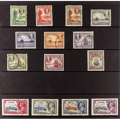 158 - ANTIGUA & BARBUDA 1903-35 USED COLLECTION incl. 1903-07 set to 6d, 1908-17 Arms set, 1913 5s, 1921-2... 