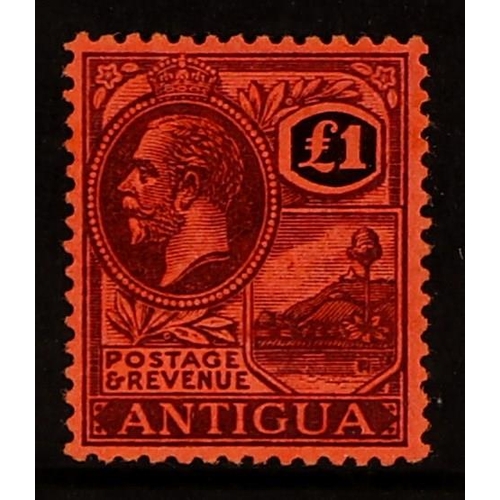 160 - ANTIGUA & BARBUDA 1921-29 £1 purple and black on red, SG 61, very fine mint. Cat. £275.