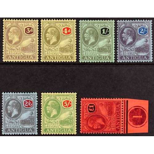 161 - ANTIGUA & BARBUDA 1921-29 watermark MCA complete set, SG 55/61, very fine mint, £1 marginal example ... 