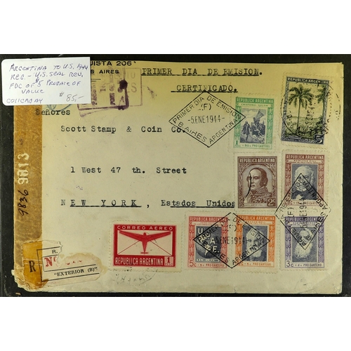 163 - ARGENTINA 1900's-50's COVERS RANGE an American dealers stock (P.T.S.A. $1450+) incl. Censored, Regis... 