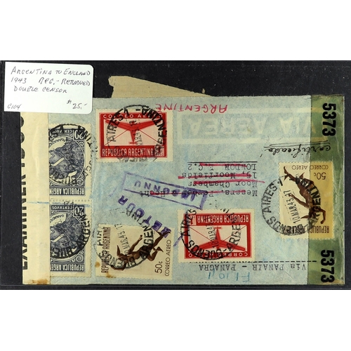 163 - ARGENTINA 1900's-50's COVERS RANGE an American dealers stock (P.T.S.A. $1450+) incl. Censored, Regis... 