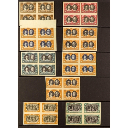 164 - ARGENTINA 1910 CENTENARY ISSUE - IMPERF PROOFS collection of imperf proof blocks of four from the 19... 