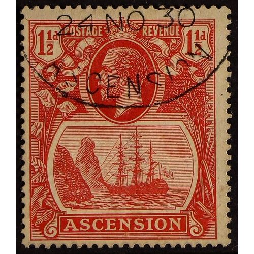 168 - ASCENSION 1924-33 1½d rose-red with TORN FLAG variety, SG 12b, fine used. Cat. £400.