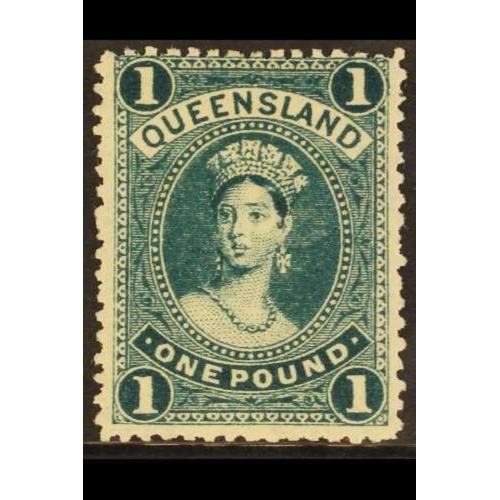 183 - AUSTRALIAN STATES QUEENSLAND 1905-06 £1 deep green Chalon, litho printing, SG 274, fine mint. Cat. £... 