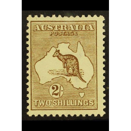 192 - AUSTRALIA 1913-14 2s brown, Kangaroo, first watermark, SG 12, fine mint.