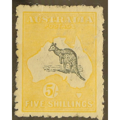 197 - AUSTRALIA 1915 5s grey and yellow Kangaroo, second watermark, SG 30, fine mint with usual 