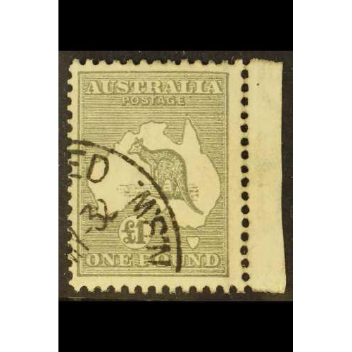 201 - AUSTRALIA 1923-24 £1 grey Kangaroo, SG 75, fine used right marginal example. Cat. £350.