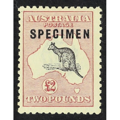 202 - AUSTRALIA 1924 £2 purple black and pale rose Kangaroo, watermark narrow Crown, overprinted 