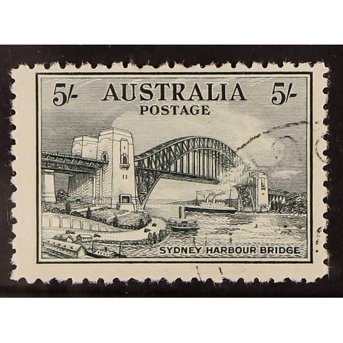 205 - AUSTRALIA 1932 5s blue-green Sydney Harbour Bridge, SG 143, fine used.