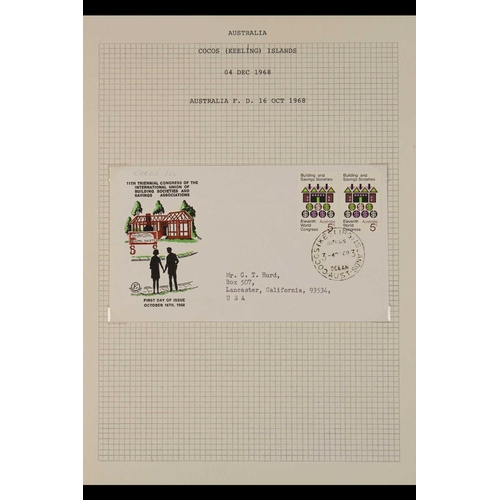 210 - AUSTRALIA COCOS (KEELING) ISLANDS 1967-69 AUSTRALIAN ISSUES - used on FIRST DAY COVER envelopes, eac... 