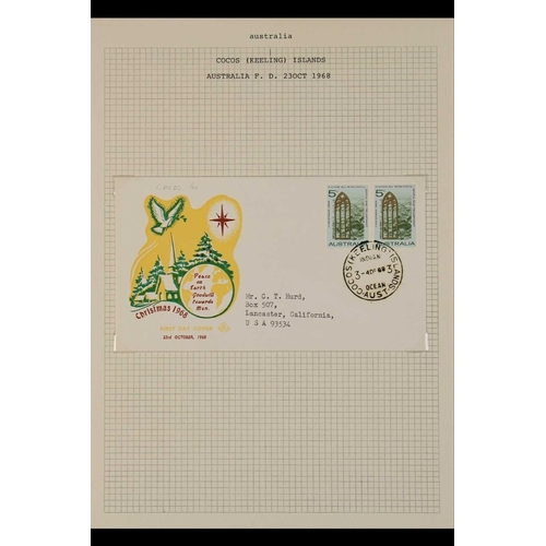 210 - AUSTRALIA COCOS (KEELING) ISLANDS 1967-69 AUSTRALIAN ISSUES - used on FIRST DAY COVER envelopes, eac... 