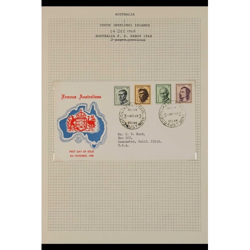 210 - AUSTRALIA COCOS (KEELING) ISLANDS 1967-69 AUSTRALIAN ISSUES - used on FIRST DAY COVER envelopes, eac... 