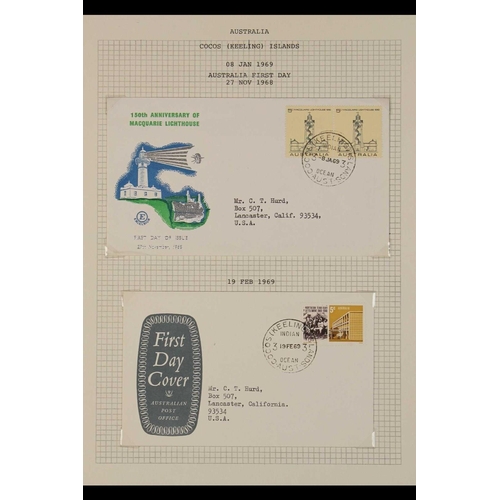 210 - AUSTRALIA COCOS (KEELING) ISLANDS 1967-69 AUSTRALIAN ISSUES - used on FIRST DAY COVER envelopes, eac... 