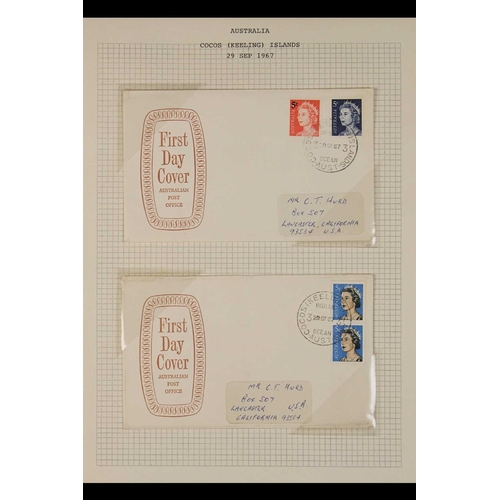 210 - AUSTRALIA COCOS (KEELING) ISLANDS 1967-69 AUSTRALIAN ISSUES - used on FIRST DAY COVER envelopes, eac... 