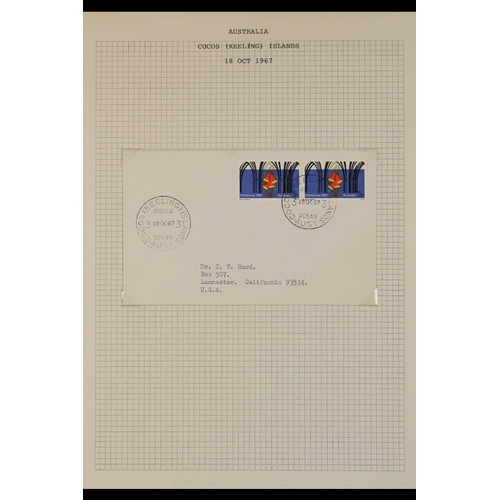 210 - AUSTRALIA COCOS (KEELING) ISLANDS 1967-69 AUSTRALIAN ISSUES - used on FIRST DAY COVER envelopes, eac... 