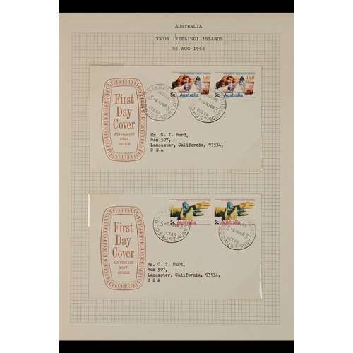 210 - AUSTRALIA COCOS (KEELING) ISLANDS 1967-69 AUSTRALIAN ISSUES - used on FIRST DAY COVER envelopes, eac... 