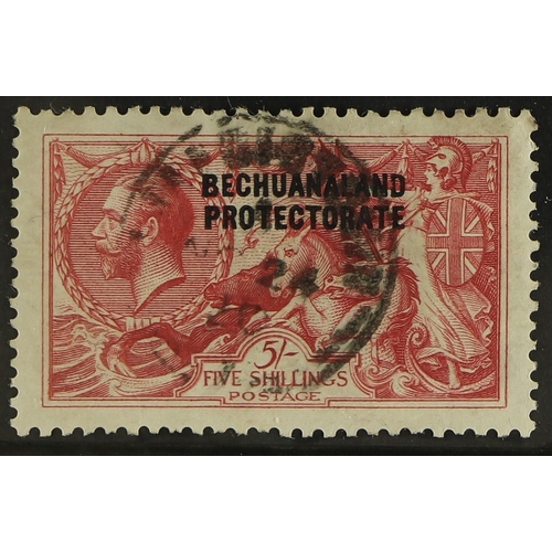 244 - BECHUANALAND 1913-24 5s rose-carmine, Bradbury Wilkinson Seahorse, SG 89, cds used. Cat. £275.