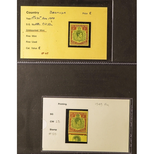 261 - BERMUDA 1941-52 KEY PLATES a never hinged mint range of 2s, 2s6d, and 5s, identified by Murray Payne... 